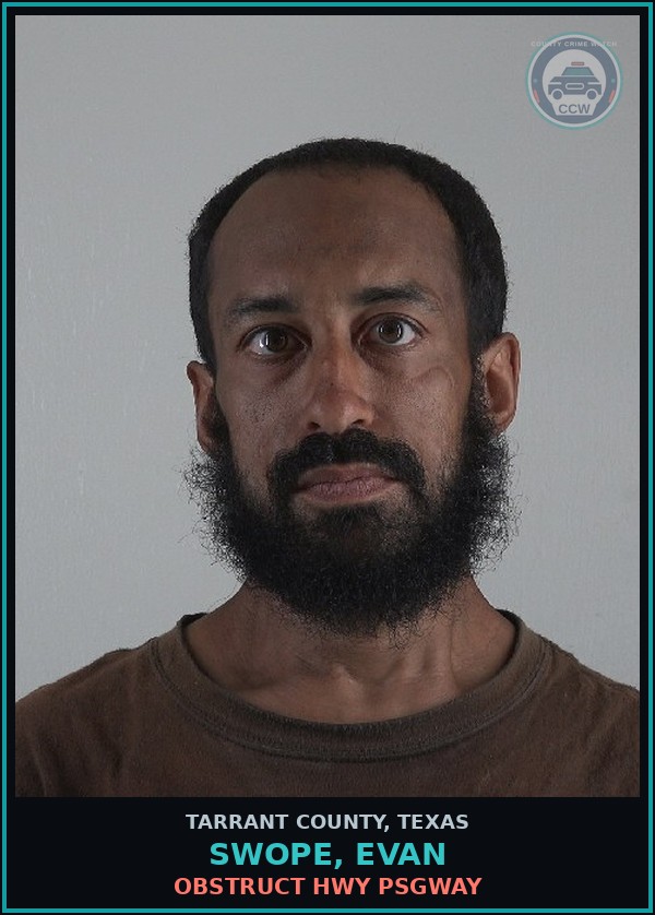 Booking mugshot of Swope, Evan in Tarrant County