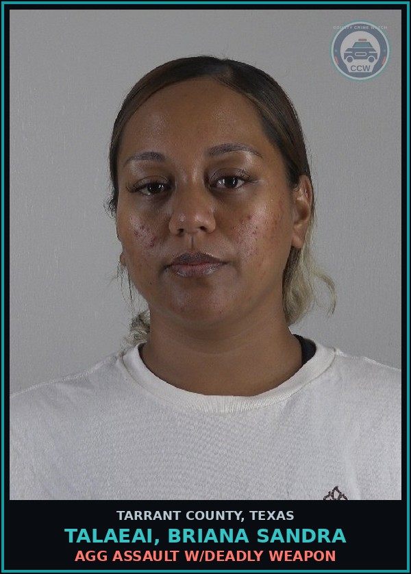 Booking mugshot of Talaeai, Briana Sandra in Tarrant County
