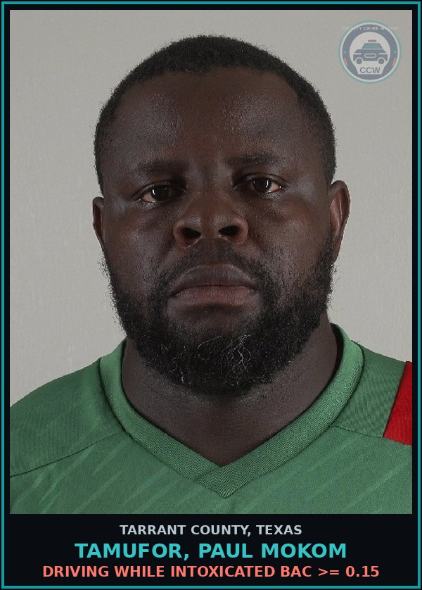 Booking mugshot of Tamufor, Paul Mokom in Tarrant County