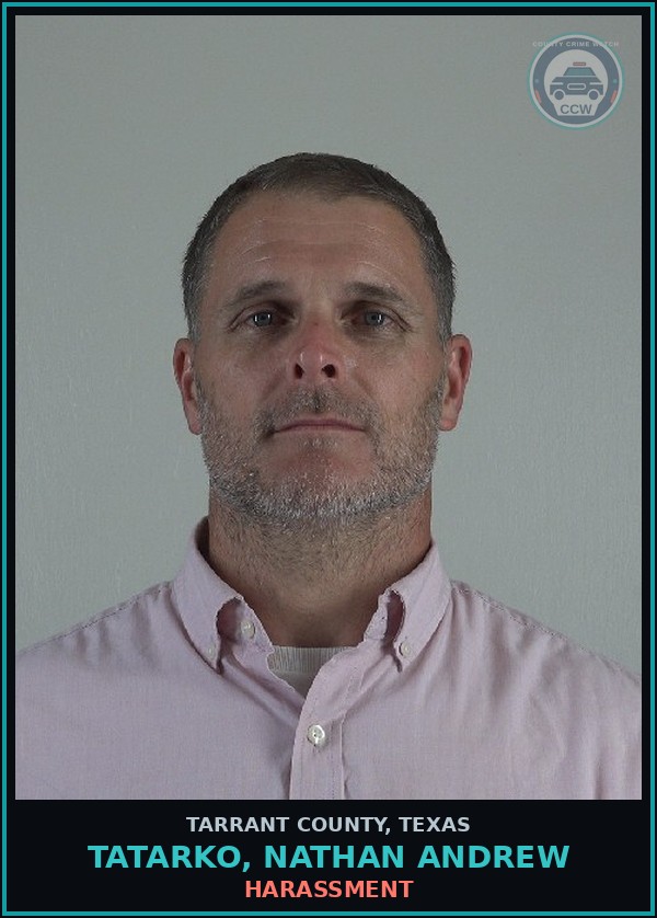 Booking mugshot of Tatarko, Nathan Andrew in Tarrant County