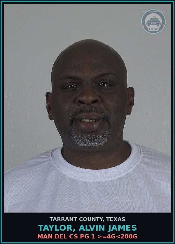 Booking mugshot of Taylor, Alvin James in Tarrant County