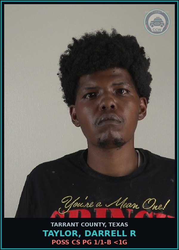 Booking mugshot of Taylor, Darrell R in Tarrant County