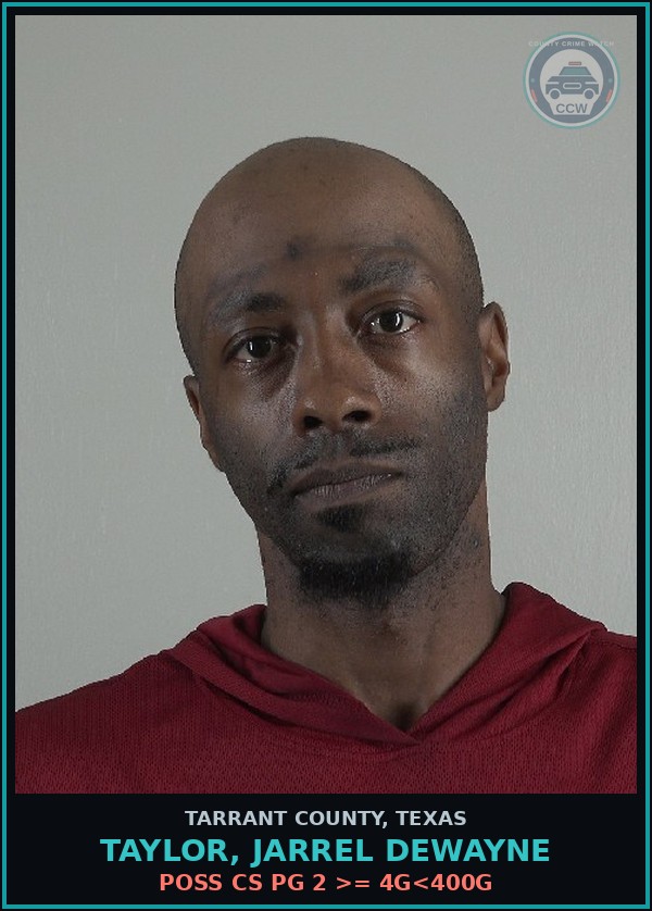Booking mugshot of Taylor, Jarrel Dewayne in Tarrant County