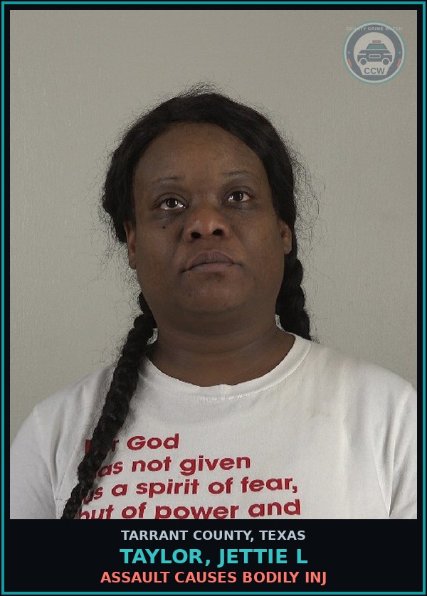 Booking mugshot of Taylor, Jettie L in Tarrant County