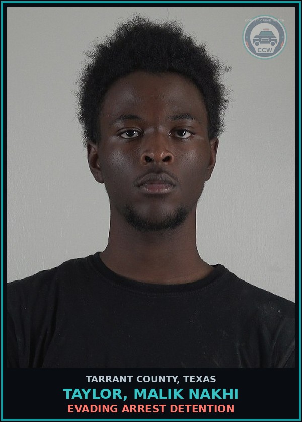 Booking mugshot of Taylor, Malik Nakhi in Tarrant County