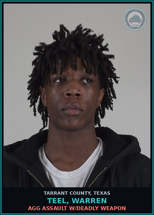 Booking mugshot of Teel, Warren in Tarrant County