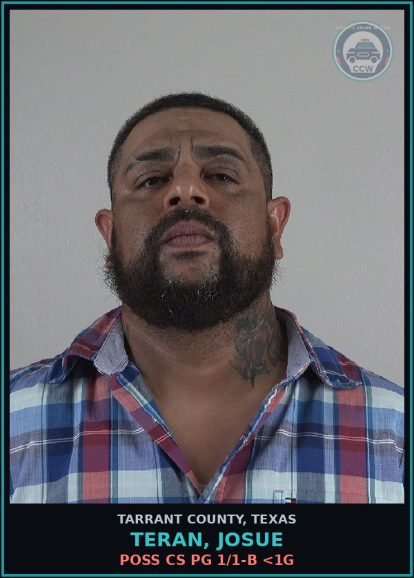 Booking mugshot of Teran, Josue in Tarrant County