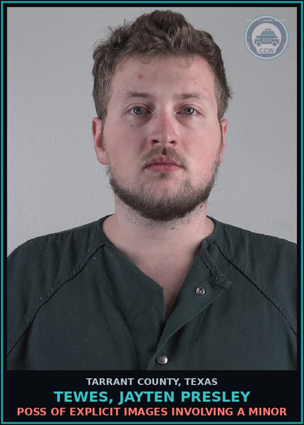 Booking mugshot of Tewes, Jayten Presley in Tarrant County