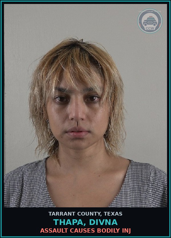 Booking mugshot of Thapa, Divna in Tarrant County