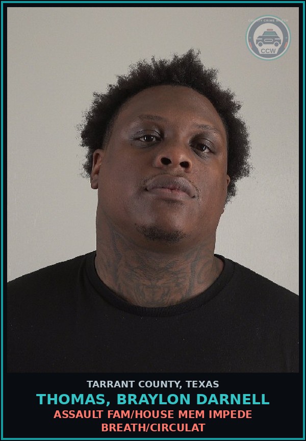 Booking mugshot of Thomas, Braylon Darnell in Tarrant County