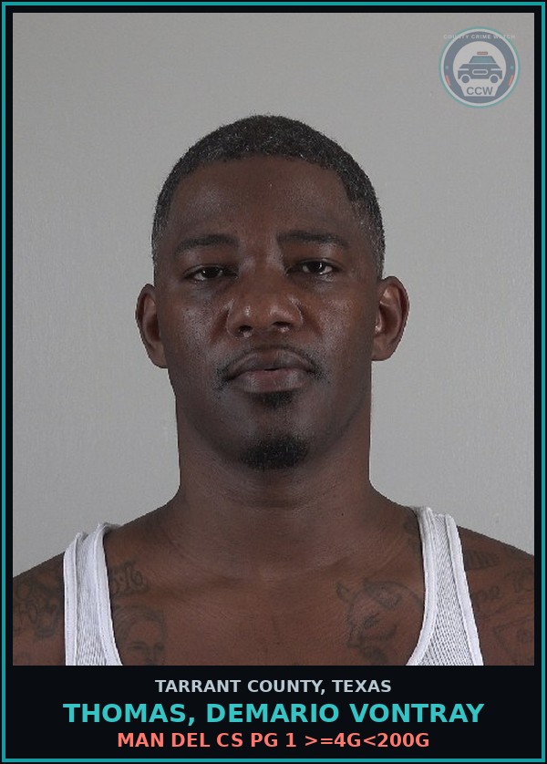 Booking mugshot of Thomas, Demario Vontray in Tarrant County