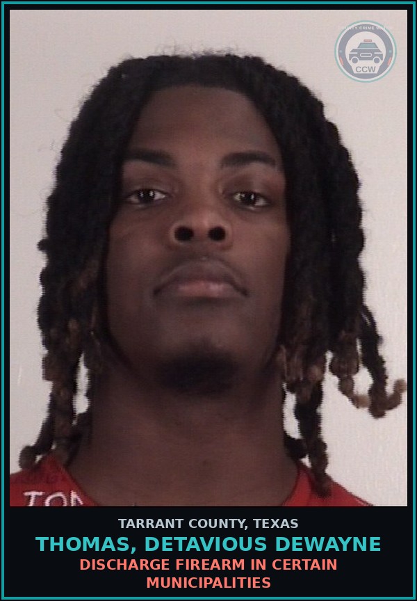 Booking mugshot of Thomas, Detavious Dewayne in Tarrant County