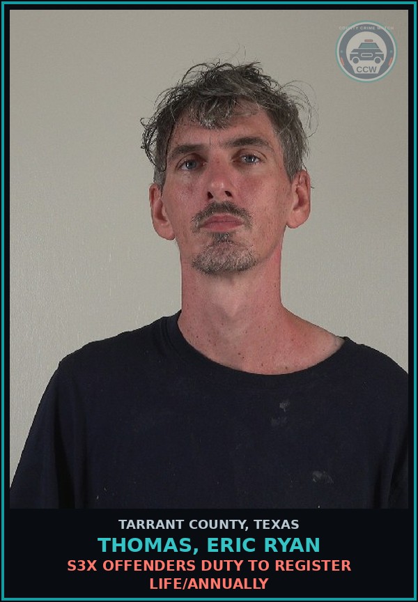 Booking mugshot of Thomas, Eric Ryan in Tarrant County