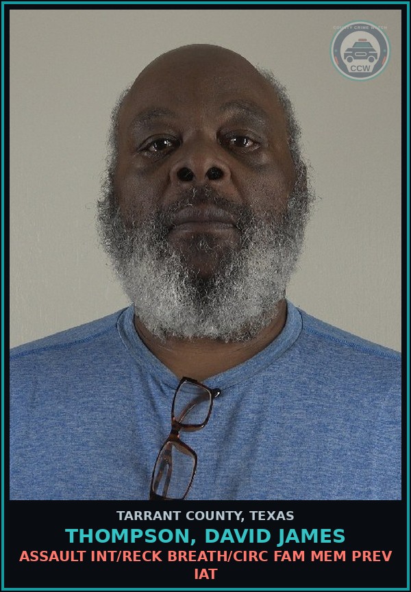 Booking mugshot of Thompson, David James in Tarrant County