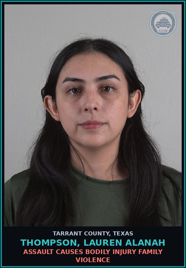 Booking mugshot of Thompson, Lauren Alanah in Tarrant County