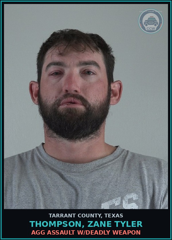 Booking mugshot of Thompson, Zane Tyler in Tarrant County