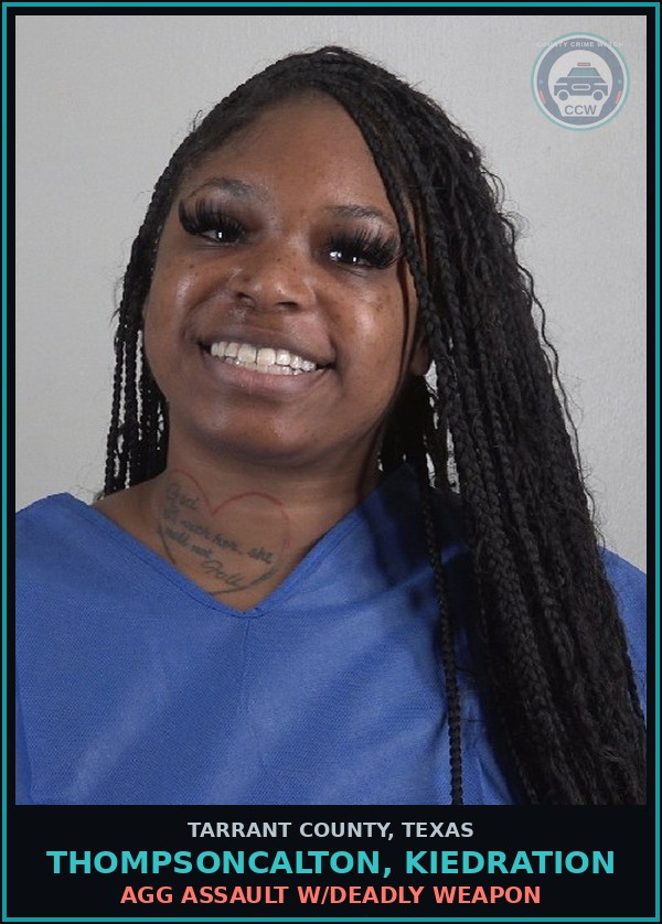 Booking mugshot of Thompsoncalton, Kiedration in Tarrant County