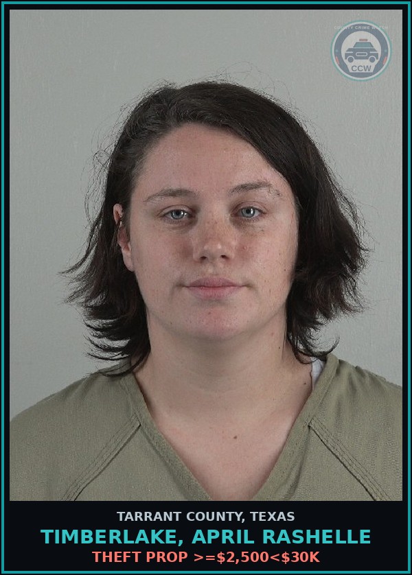 Booking mugshot of Timberlake, April Rashelle in Tarrant County