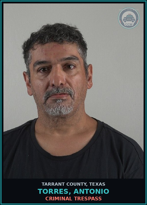 Booking mugshot of Torres, Antonio in Tarrant County
