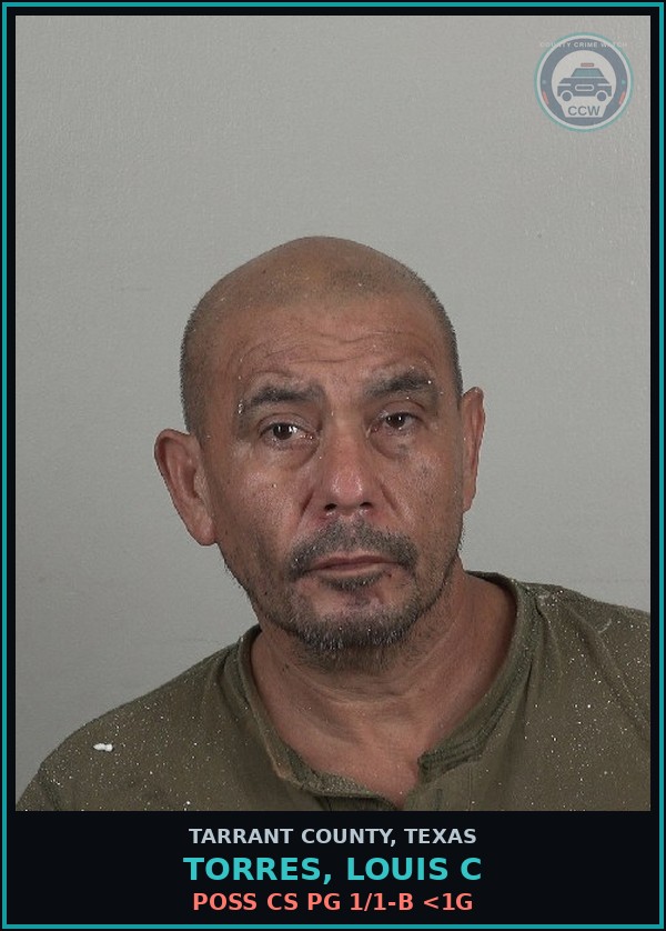 Booking mugshot of Torres, Louis C in Tarrant County
