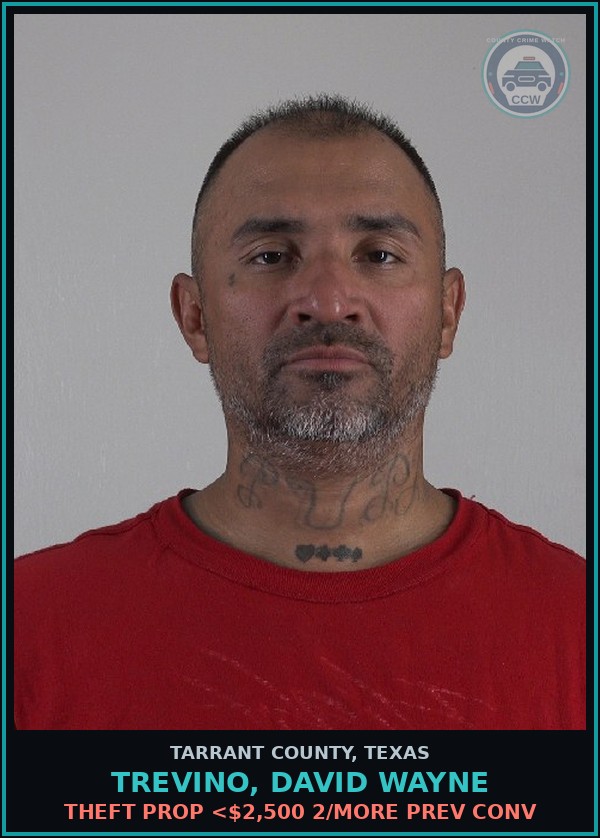 Booking mugshot of Trevino, David Wayne in Tarrant County
