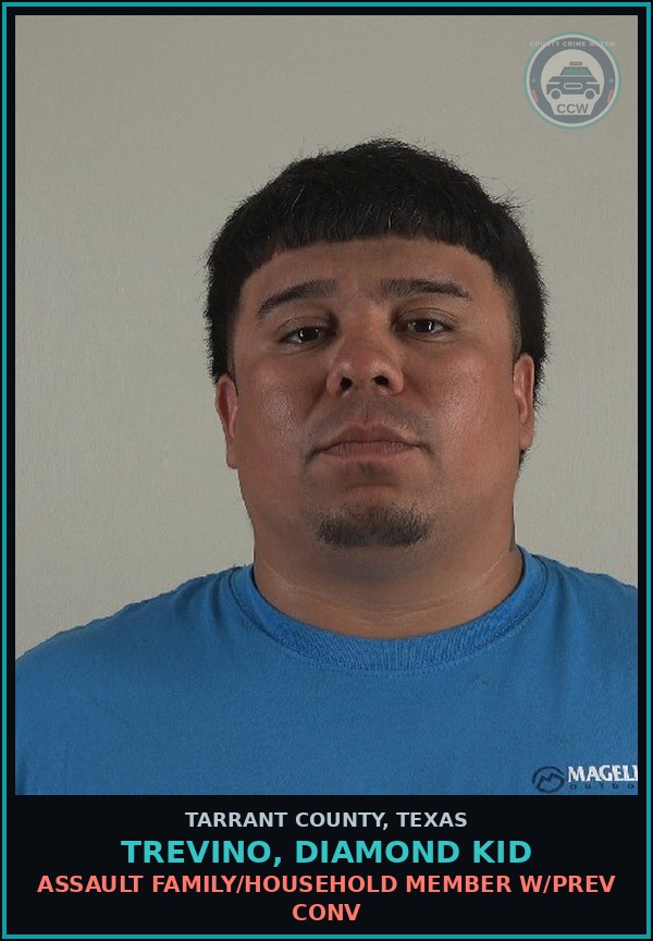 Booking mugshot of Trevino, Diamond Kid in Tarrant County