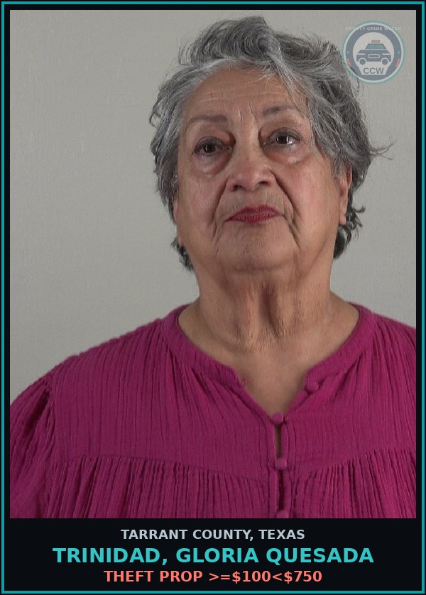 Booking mugshot of Trinidad, Gloria Quesada in Tarrant County