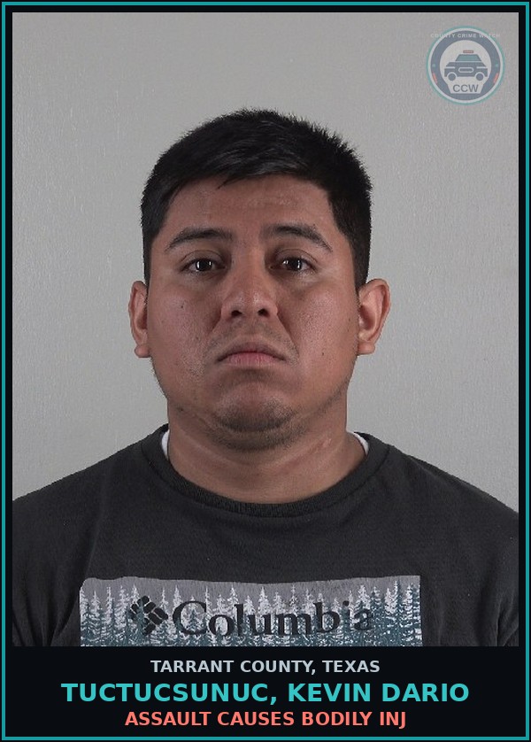 Booking mugshot of Tuctucsunuc, Kevin Dario in Tarrant County