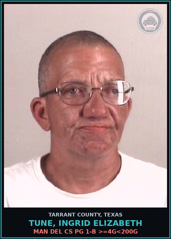 Booking mugshot of Tune, Ingrid Elizabeth in Tarrant County