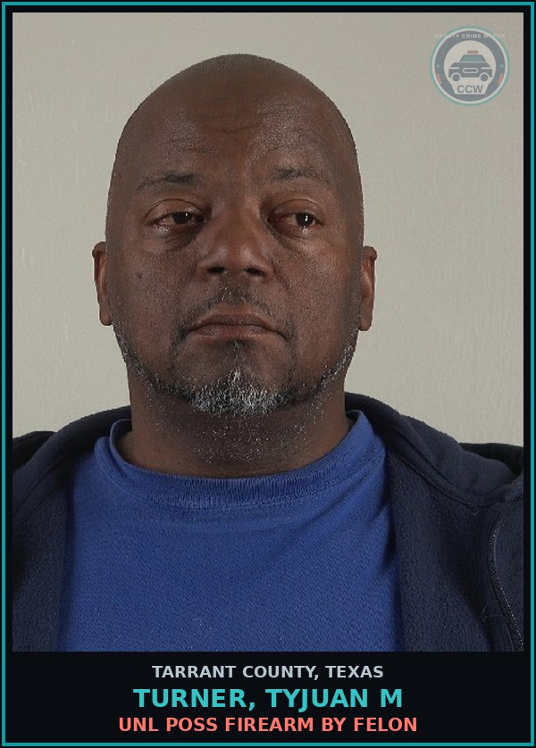 Booking mugshot of Turner, Tyjuan M in Tarrant County