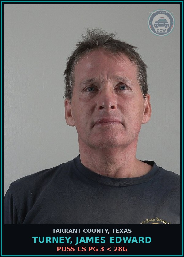 Booking mugshot of Turney, James Edward in Tarrant County