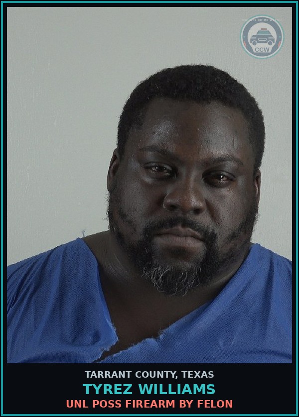 Booking mugshot of Tyrez Williams in Tarrant County