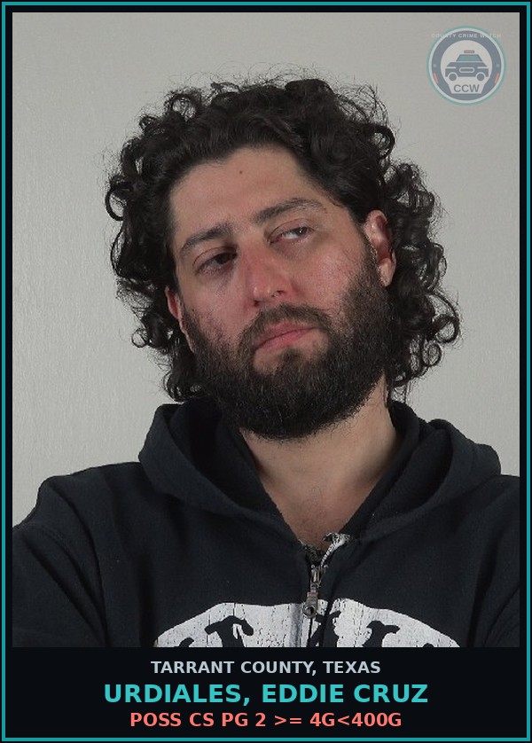 Booking mugshot of Urdiales, Eddie Cruz in Tarrant County