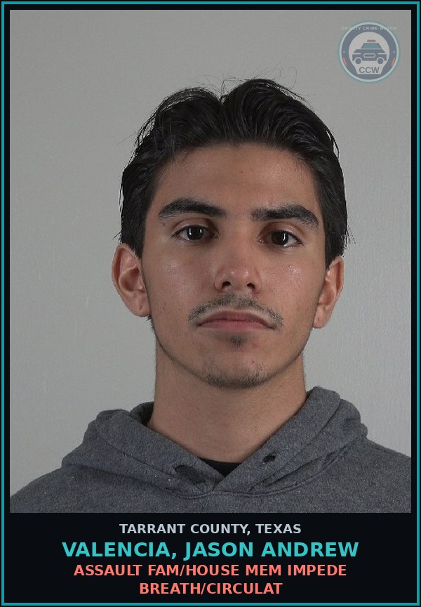 Booking mugshot of Valencia, Jason Andrew in Tarrant County