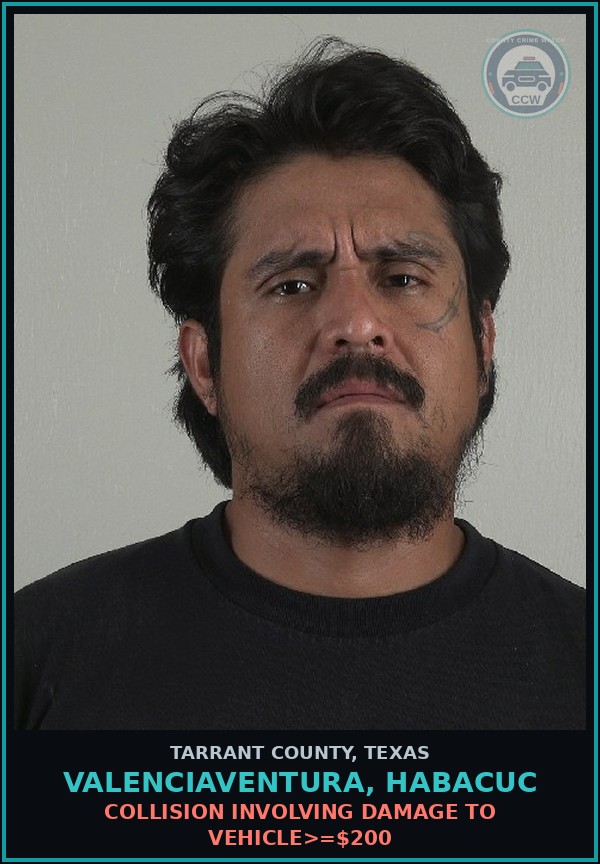Booking mugshot of Valenciaventura, Habacuc in Tarrant County