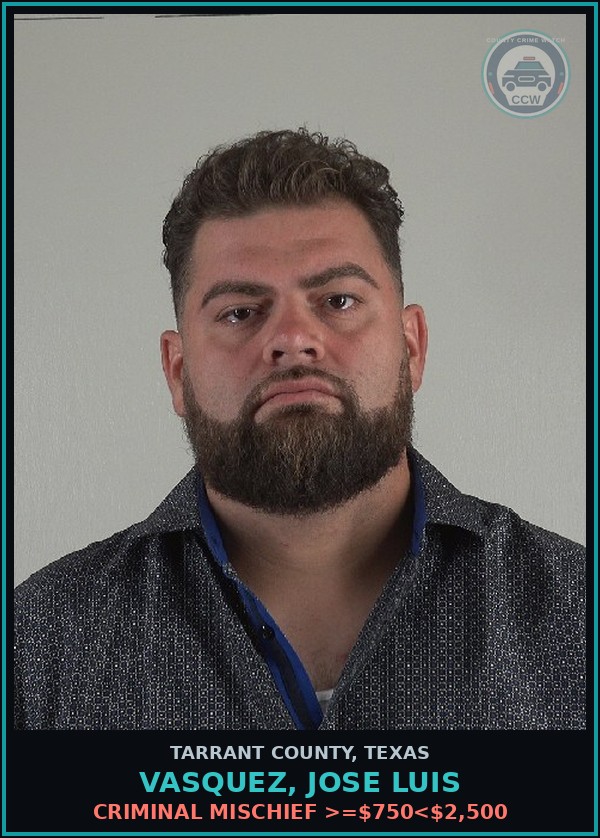 Booking mugshot of Vasquez, Jose Luis in Tarrant County