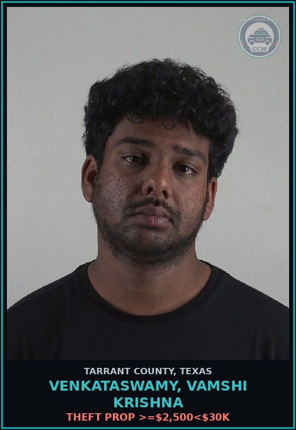 Booking mugshot of Venkataswamy, Vamshi Krishna in Tarrant County