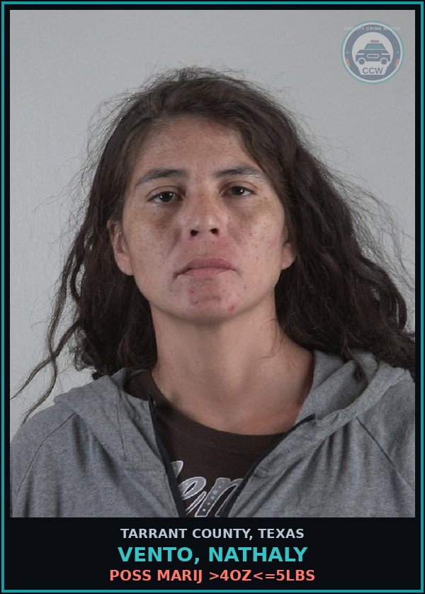Booking mugshot of Vento, Nathaly in Tarrant County