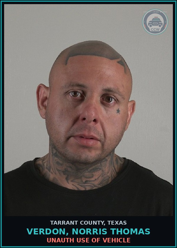 Booking mugshot of Verdon, Norris Thomas in Tarrant County