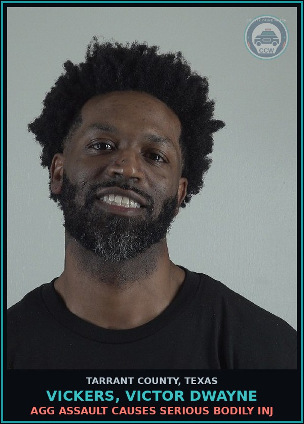 Booking mugshot of Vickers, Victor Dwayne in Tarrant County