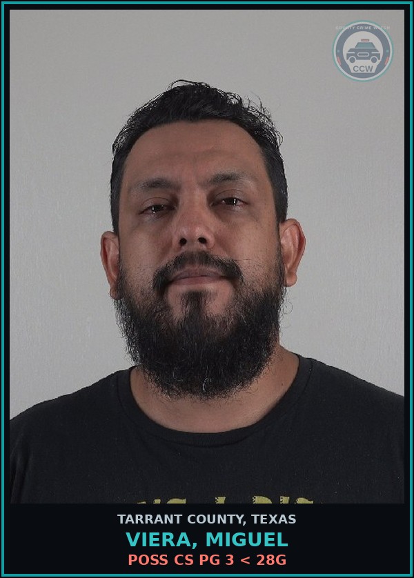 Booking mugshot of Viera, Miguel in Tarrant County