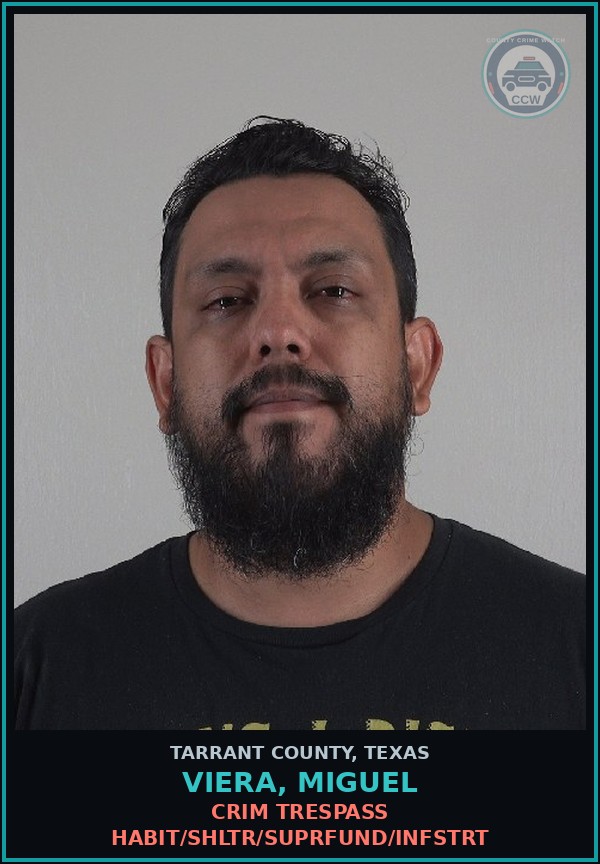 Booking mugshot of Viera, Miguel in Tarrant County