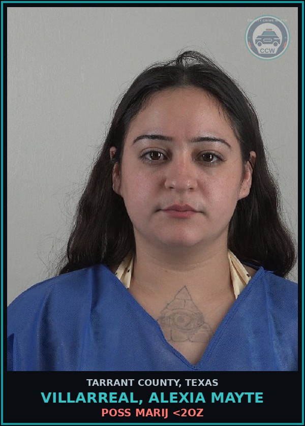 Booking mugshot of Villarreal, Alexia Mayte in Tarrant County