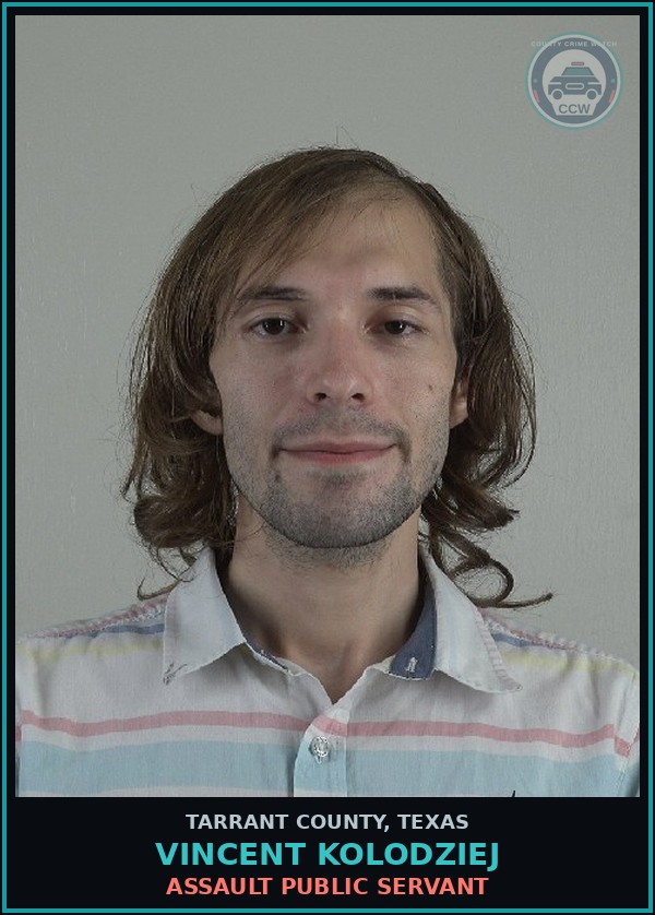 Booking mugshot of Vincent Kolodziej in Tarrant County