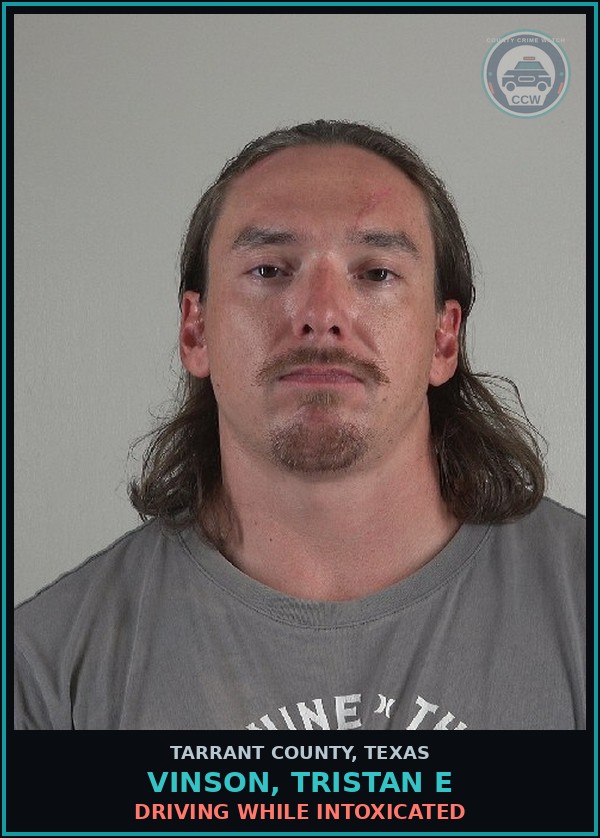 Booking mugshot of Vinson, Tristan E in Tarrant County