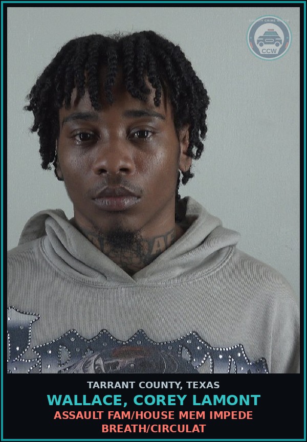Booking mugshot of Wallace, Corey Lamont in Tarrant County