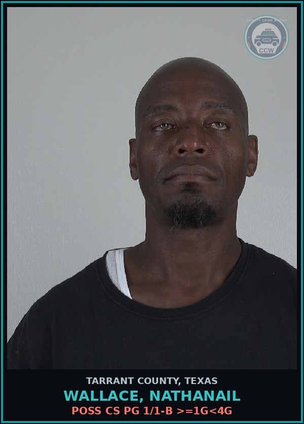 Booking mugshot of Wallace, Nathanail in Tarrant County