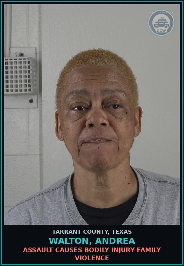 Booking mugshot of Walton, Andrea in Tarrant County