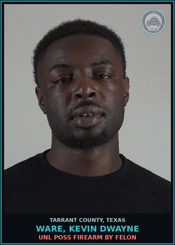 Booking mugshot of Ware, Kevin Dwayne in Tarrant County