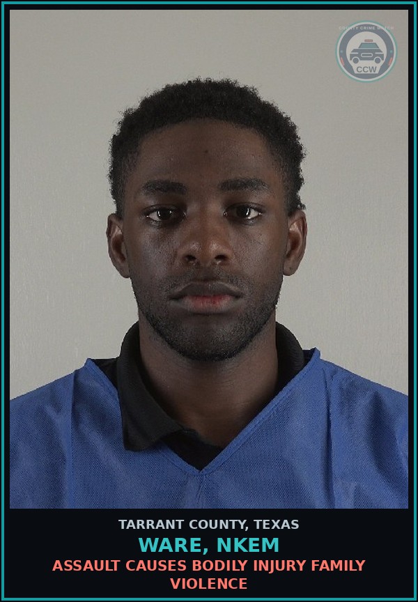 Booking mugshot of Ware, Nkem in Tarrant County